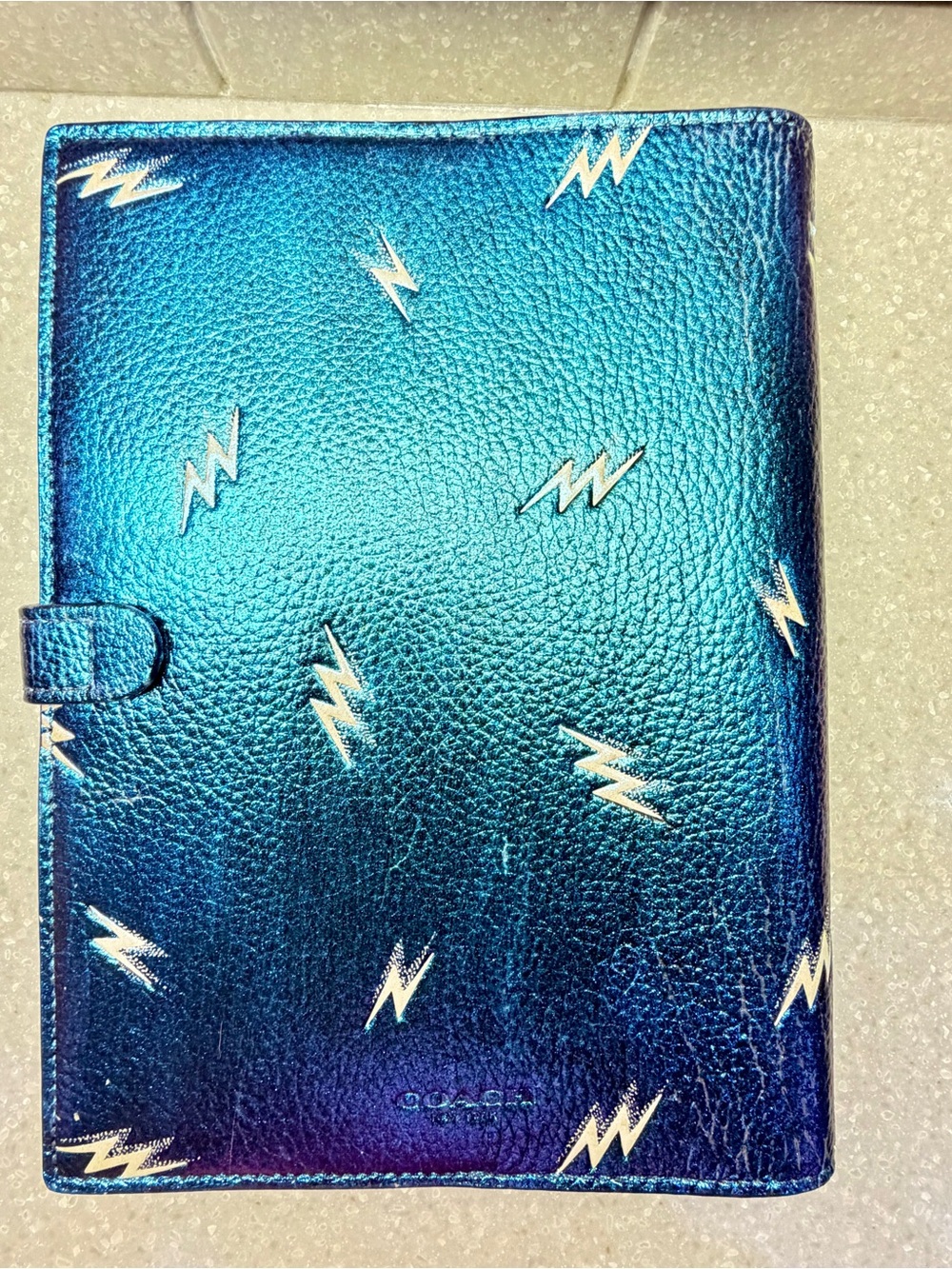 Coach Metallic Blue Lightning Snap Folio Case - Picture 2 of 5